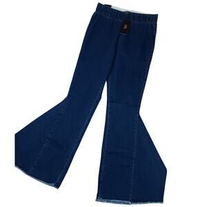 Lucky & Blessed Super Flare Jeans Women M 34X35 Indigo Blue Hippie‎ Boho Comfort